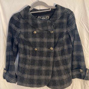 GUESS Plaid Double Breasted Wool Jacket - M